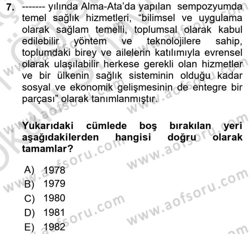 İş Sağlığı Yönetimi Dersi 2020 - 2021 Yılı Yaz Okulu Sınav Soruları 7. Soru