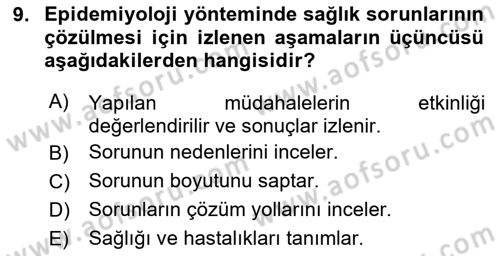 İş Sağlığı Yönetimi Dersi 2020 - 2021 Yılı Yaz Okulu Sınav Soruları 9. Soru