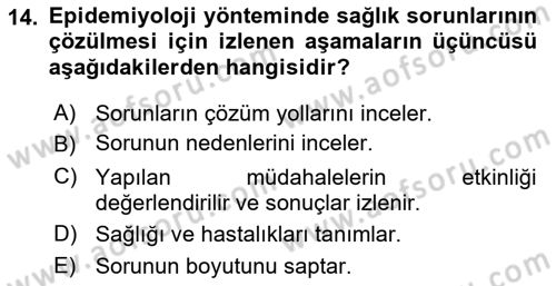İş Sağlığı Yönetimi Dersi 2021 - 2022 Yılı (Vize) Ara Sınav Soruları 14. Soru
