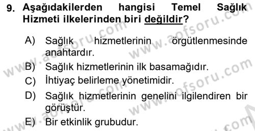 İş Sağlığı Yönetimi Dersi 2021 - 2022 Yılı (Vize) Ara Sınav Soruları 9. Soru