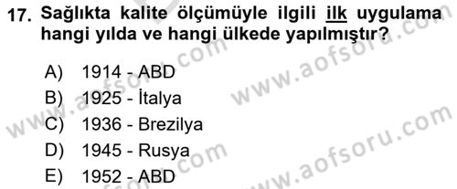 İş Sağlığı Yönetimi Dersi 2021 - 2022 Yılı (Final) Dönem Sonu Sınav Soruları 17. Soru