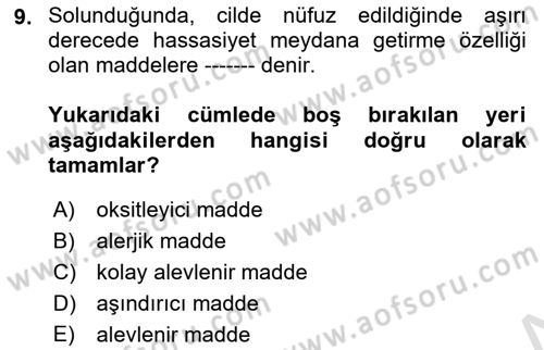 İş Sağlığı Yönetimi Dersi 2021 - 2022 Yılı (Final) Dönem Sonu Sınav Soruları 9. Soru