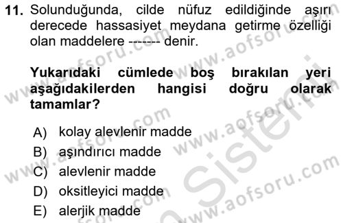 İş Sağlığı Yönetimi Dersi 2022 - 2023 Yılı Yaz Okulu Sınavı 11. Soru