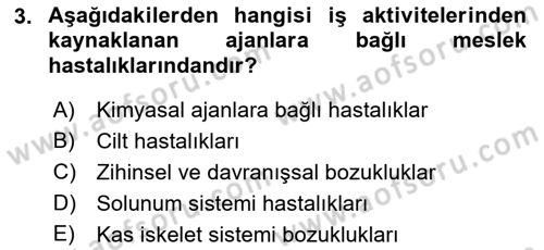 İş Sağlığı Yönetimi Dersi 2022 - 2023 Yılı Yaz Okulu Sınav Soruları 3. Soru