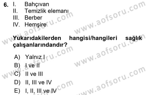 İş Sağlığı Yönetimi Dersi 2022 - 2023 Yılı Yaz Okulu Sınav Soruları 6. Soru