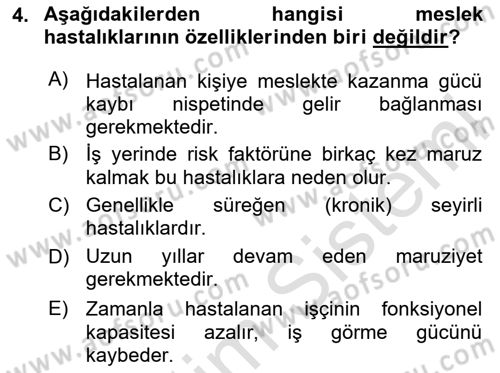 İş Sağlığı Yönetimi Dersi 2023 - 2024 Yılı (Vize) Ara Sınav Soruları 4. Soru