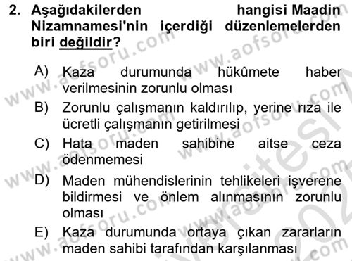 İş Sağlığı Yönetimi Dersi 2024 - 2025 Yılı Yaz Okulu Sınav Soruları 2. Soru