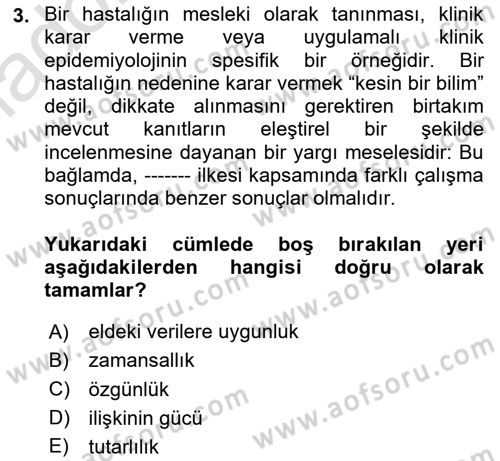İş Sağlığı Yönetimi Dersi 2024 - 2025 Yılı Yaz Okulu Sınav Soruları 3. Soru