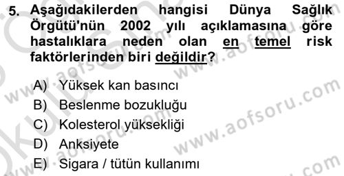 İş Sağlığı Yönetimi Dersi 2024 - 2025 Yılı Yaz Okulu Sınav Soruları 5. Soru