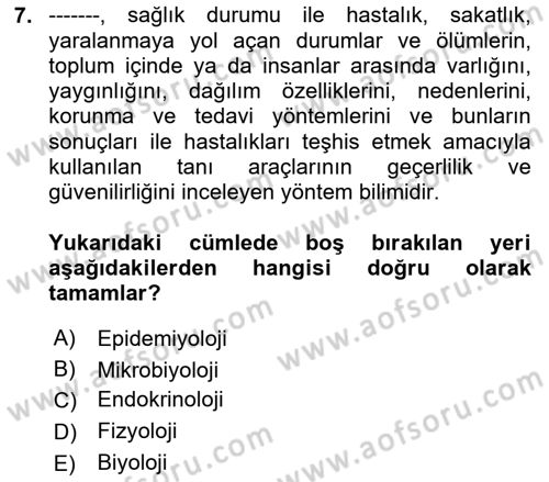 İş Sağlığı Yönetimi Dersi 2024 - 2025 Yılı Yaz Okulu Sınav Soruları 7. Soru