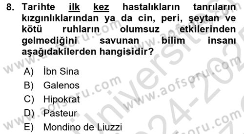 İş Sağlığı Yönetimi Dersi 2024 - 2025 Yılı Yaz Okulu Sınav Soruları 8. Soru