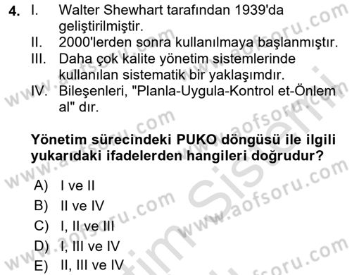 İş Sağlığı Yönetimi Dersi 2025 - 2026 Yılı (Vize) Ara Sınav Soruları 4. Soru