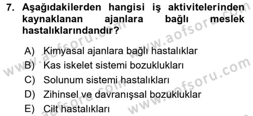 İş Sağlığı Yönetimi Dersi 2025 - 2026 Yılı (Vize) Ara Sınav Soruları 7. Soru