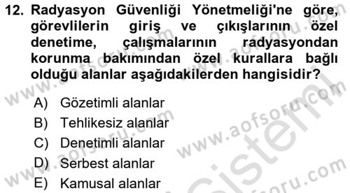 İş Sağlığı Yönetimi Dersi 2025 - 2026 Yılı (Final) Dönem Sonu Sınav Soruları 12. Soru
