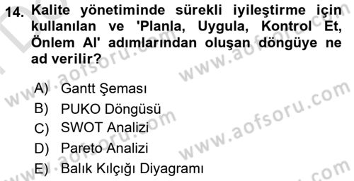 İş Sağlığı Yönetimi Dersi 2025 - 2026 Yılı (Final) Dönem Sonu Sınav Soruları 14. Soru