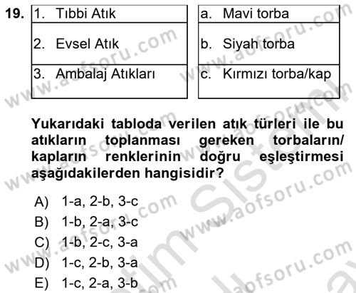 İş Sağlığı Yönetimi Dersi 2025 - 2026 Yılı (Final) Dönem Sonu Sınav Soruları 19. Soru