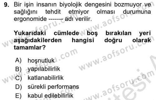 İş Sağlığı Yönetimi Dersi 2025 - 2026 Yılı (Final) Dönem Sonu Sınav Soruları 9. Soru