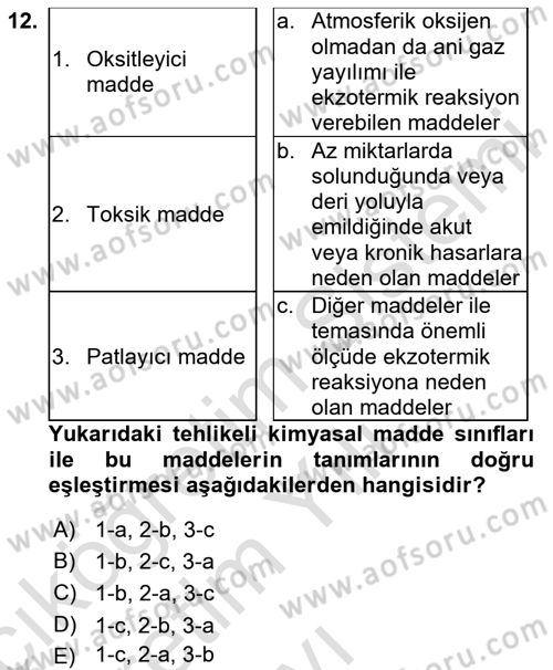 İş Sağlığı Yönetimi Dersi 2025 - 2026 Yılı Yaz Okulu Sınav Soruları 12. Soru