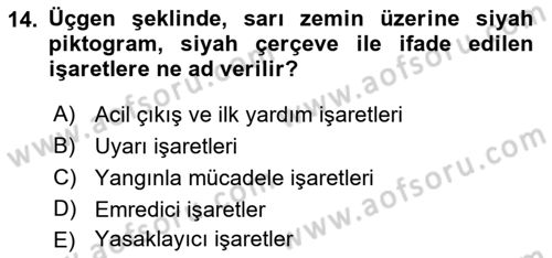 İş Sağlığı Yönetimi Dersi 2025 - 2026 Yılı Yaz Okulu Sınav Soruları 14. Soru