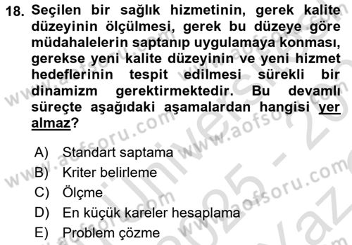 İş Sağlığı Yönetimi Dersi 2025 - 2026 Yılı Yaz Okulu Sınav Soruları 18. Soru
