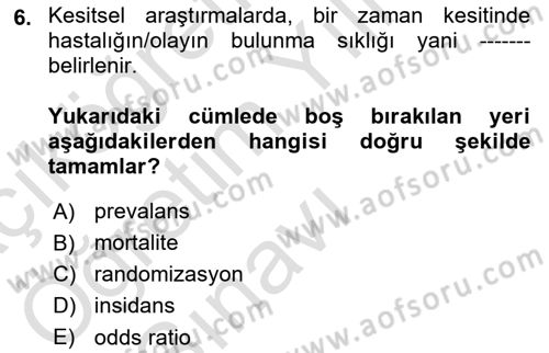 İş Sağlığı Yönetimi Dersi 2025 - 2026 Yılı Yaz Okulu Sınav Soruları 6. Soru