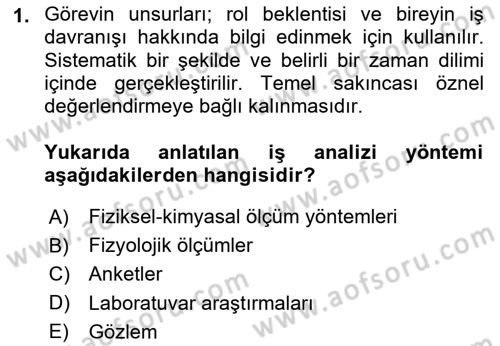 İş Yaşaminda Risk Etmenleri Ve Yönetimsel Faktörler Dersi 2020 - 2021 Yılı Yaz Okulu Sınav Soruları 1. Soru