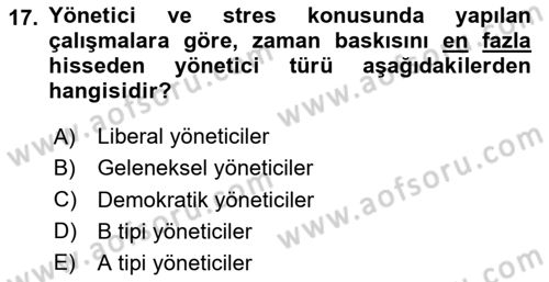 İş Yaşaminda Risk Etmenleri Ve Yönetimsel Faktörler Dersi 2020 - 2021 Yılı Yaz Okulu Sınav Soruları 17. Soru