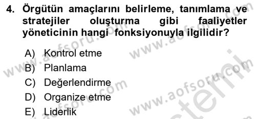 İş Yaşaminda Risk Etmenleri Ve Yönetimsel Faktörler Dersi 2020 - 2021 Yılı Yaz Okulu Sınav Soruları 4. Soru