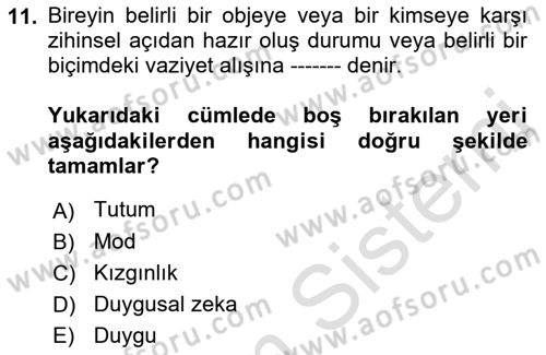 İş Yaşaminda Risk Etmenleri Ve Yönetimsel Faktörler Dersi Ara Sınavı Deneme Sınav Soruları 11. Soru