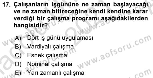 İş Yaşaminda Risk Etmenleri Ve Yönetimsel Faktörler Dersi Ara Sınavı Deneme Sınav Soruları 17. Soru