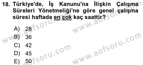 İş Yaşaminda Risk Etmenleri Ve Yönetimsel Faktörler Dersi Ara Sınavı Deneme Sınav Soruları 18. Soru