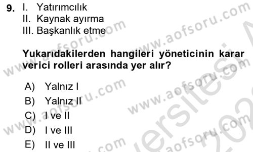 İş Yaşaminda Risk Etmenleri Ve Yönetimsel Faktörler Dersi Ara Sınavı Deneme Sınav Soruları 9. Soru
