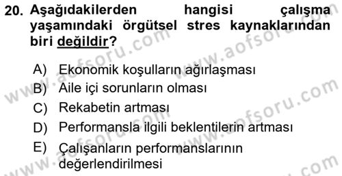 İş Yaşaminda Risk Etmenleri Ve Yönetimsel Faktörler Dersi 2021 - 2022 Yılı (Final) Dönem Sonu Sınav Soruları 20. Soru