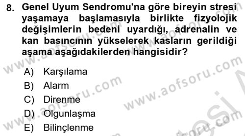 İş Yaşaminda Risk Etmenleri Ve Yönetimsel Faktörler Dersi 2021 - 2022 Yılı (Final) Dönem Sonu Sınav Soruları 8. Soru