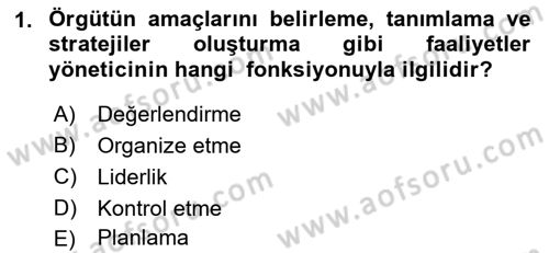 İş Yaşaminda Risk Etmenleri Ve Yönetimsel Faktörler Dersi 2021 - 2022 Yılı Yaz Okulu Sınav Soruları 1. Soru