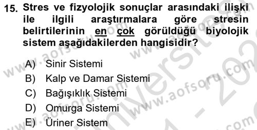 İş Yaşaminda Risk Etmenleri Ve Yönetimsel Faktörler Dersi 2021 - 2022 Yılı Yaz Okulu Sınav Soruları 15. Soru