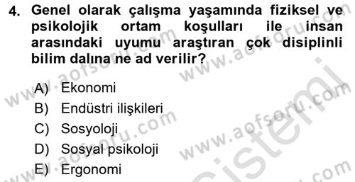 İş Yaşaminda Risk Etmenleri Ve Yönetimsel Faktörler Dersi 2021 - 2022 Yılı Yaz Okulu Sınav Soruları 4. Soru