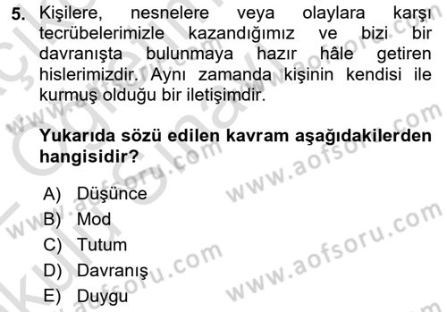 İş Yaşaminda Risk Etmenleri Ve Yönetimsel Faktörler Dersi 2021 - 2022 Yılı Yaz Okulu Sınav Soruları 5. Soru