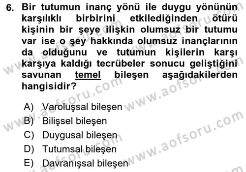 İş Yaşaminda Risk Etmenleri Ve Yönetimsel Faktörler Dersi 2021 - 2022 Yılı Yaz Okulu Sınav Soruları 6. Soru