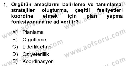İş Yaşaminda Risk Etmenleri Ve Yönetimsel Faktörler Dersi Ara Sınavı Deneme Sınav Soruları 1. Soru