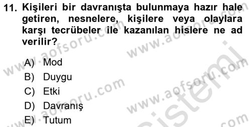 İş Yaşaminda Risk Etmenleri Ve Yönetimsel Faktörler Dersi Ara Sınavı Deneme Sınav Soruları 11. Soru