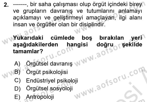 İş Yaşaminda Risk Etmenleri Ve Yönetimsel Faktörler Dersi 2022 - 2023 Yılı (Vize) Ara Sınav Soruları 2. Soru