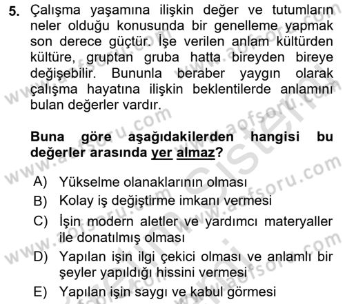 İş Yaşaminda Risk Etmenleri Ve Yönetimsel Faktörler Dersi Ara Sınavı Deneme Sınav Soruları 5. Soru