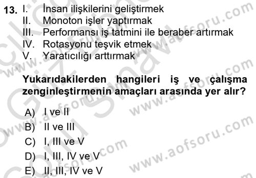 İş Yaşaminda Risk Etmenleri Ve Yönetimsel Faktörler Dersi 2022 - 2023 Yılı (Final) Dönem Sonu Sınav Soruları 13. Soru