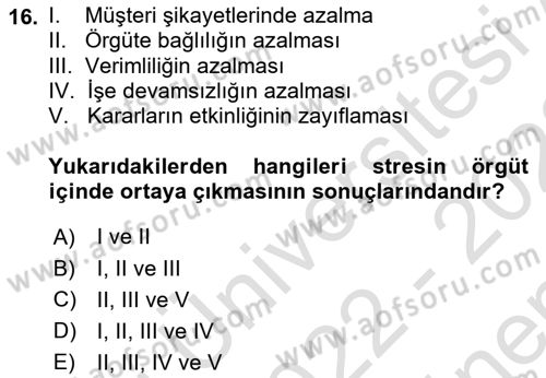 İş Yaşaminda Risk Etmenleri Ve Yönetimsel Faktörler Dersi 2022 - 2023 Yılı (Final) Dönem Sonu Sınav Soruları 16. Soru