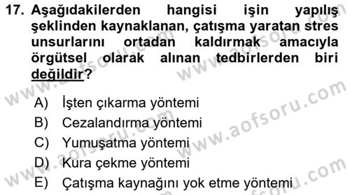 İş Yaşaminda Risk Etmenleri Ve Yönetimsel Faktörler Dersi 2022 - 2023 Yılı (Final) Dönem Sonu Sınav Soruları 17. Soru