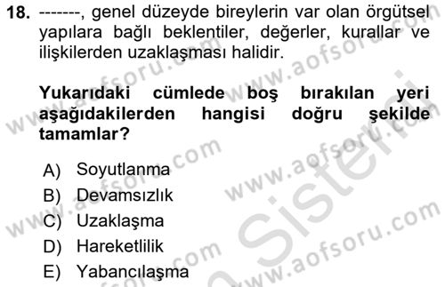 İş Yaşaminda Risk Etmenleri Ve Yönetimsel Faktörler Dersi 2022 - 2023 Yılı (Final) Dönem Sonu Sınav Soruları 18. Soru