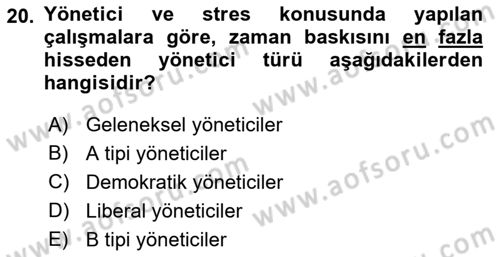 İş Yaşaminda Risk Etmenleri Ve Yönetimsel Faktörler Dersi 2022 - 2023 Yılı (Final) Dönem Sonu Sınav Soruları 20. Soru