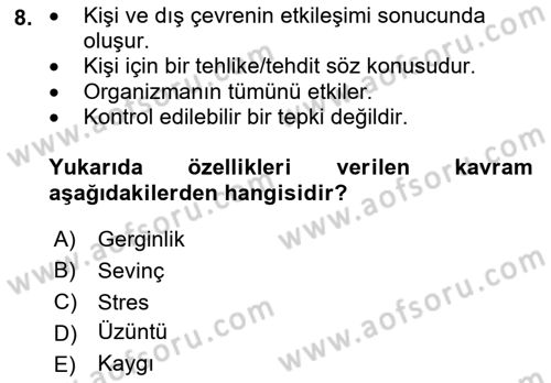 İş Yaşaminda Risk Etmenleri Ve Yönetimsel Faktörler Dersi 2022 - 2023 Yılı (Final) Dönem Sonu Sınav Soruları 8. Soru