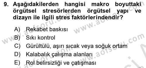 İş Yaşaminda Risk Etmenleri Ve Yönetimsel Faktörler Dersi 2022 - 2023 Yılı (Final) Dönem Sonu Sınav Soruları 9. Soru